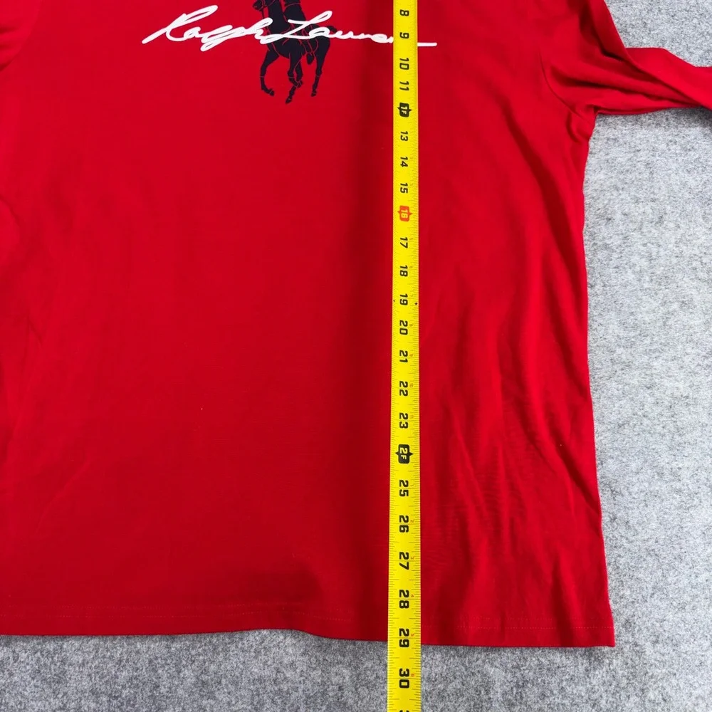 Polo Ralph Lauren Mens Red Big Pony Logo Long Sleeve Hooded T-Shirt Large